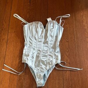 Windsor Light Blue Satin Bodysuit